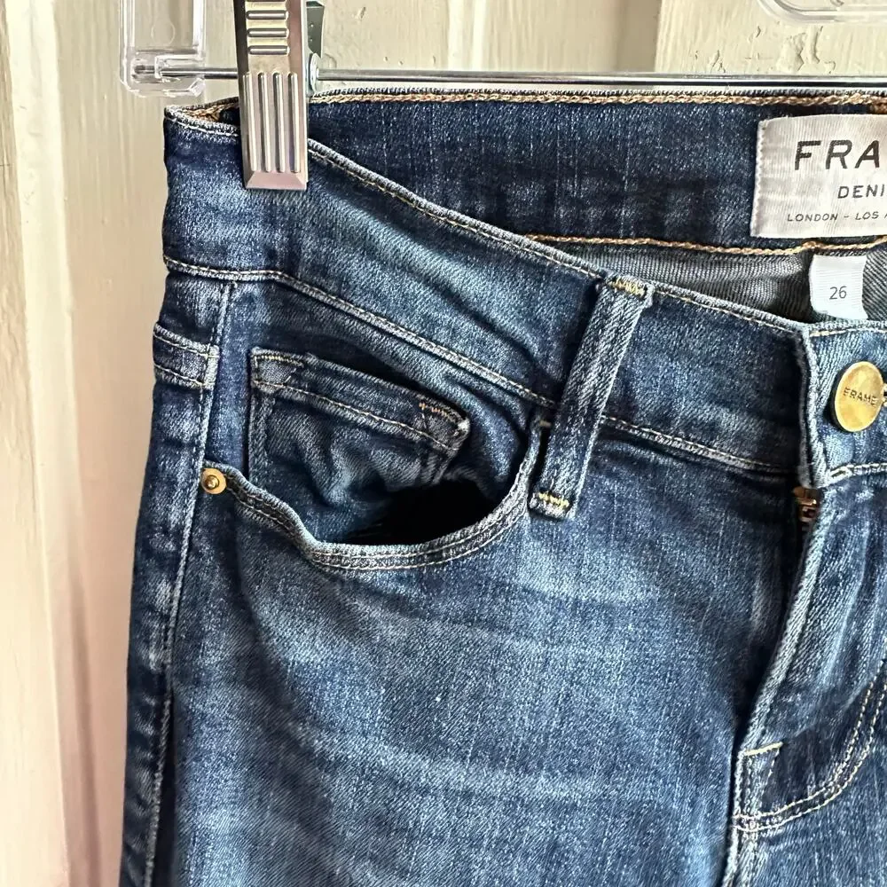 FRAME Le Skinny de Jeanne Jeans Women’s Size 26 Dark Wash Stretch Skinny Denim